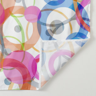 Multi-coloured polka dots, circles on a white tapestry