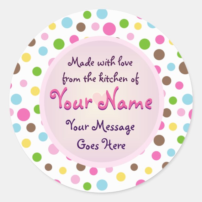 Multi-Coloured Polka Dots Cookie Sticker (Front)