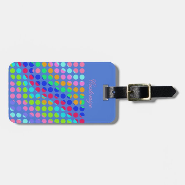 multi-coloured polka dots luggage tag (Front Horizontal)