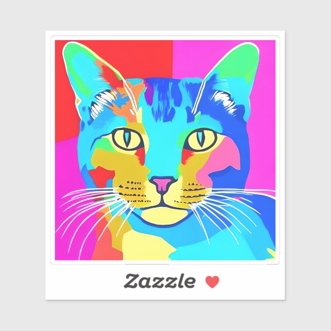 Multi Coloured Pop Art Cat Portrait   (Sheet)