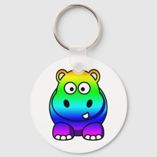 Multi Coloured , Rainbow Hippo Key Ring