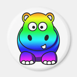 Multi Coloured , Rainbow Hippo Magnet