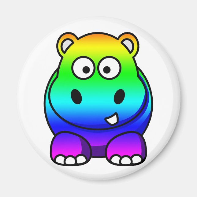 Multi Coloured , Rainbow Hippo Magnet (Front)