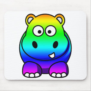 Multi Coloured , Rainbow Hippo Mouse Pad
