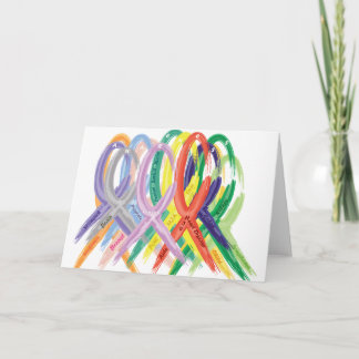 Multi-Coloured Ribbons for Awareness Card