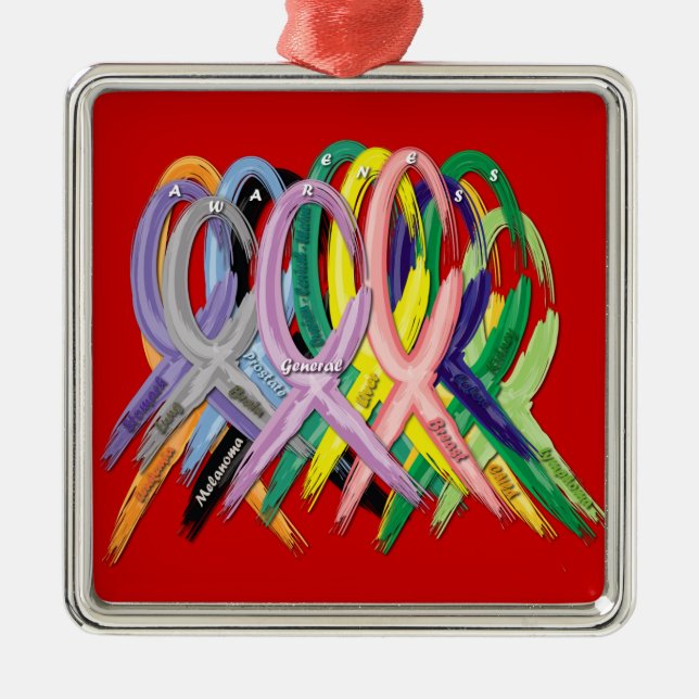 Multi-Coloured Ribbons for Awareness Ornament (Front)