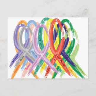 Multi-Coloured Ribbons for Awareness Postcard