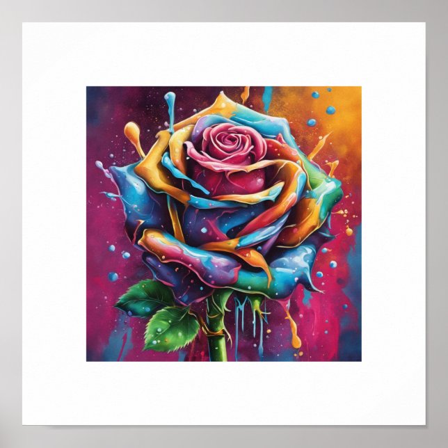 Multi-Coloured Rose Poster (Front)