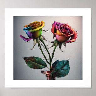 Multi-Coloured Rose Poster