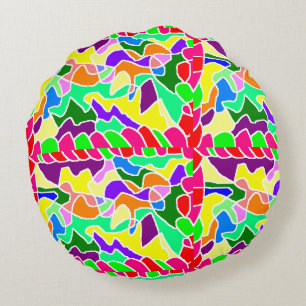 Multi coloured round cushion for sofa or chair