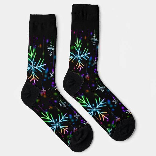 Multi-Coloured Snowflakes Premium Crew Sock (Right)