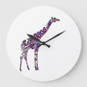 Multi-coloured spotted Giraffe Large Clock