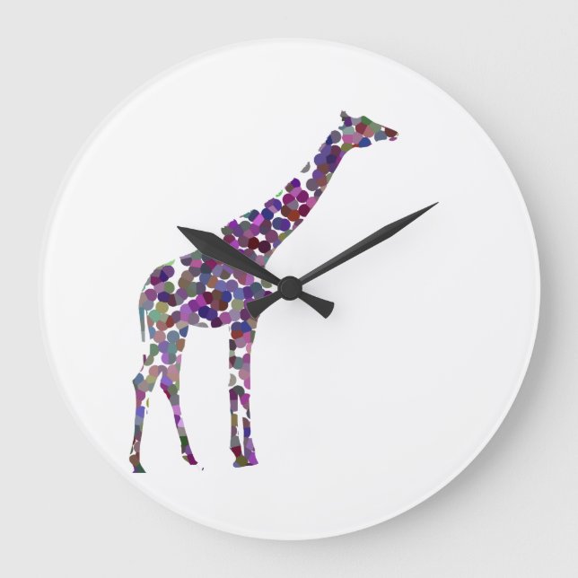 Multi-coloured spotted Giraffe Large Clock (Front)