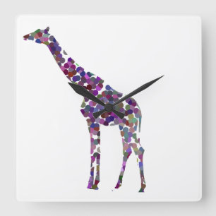 Multi-coloured spotted Giraffe Square Wall Clock