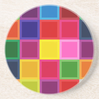 Multi Coloured Squares and Stripes Girly Coaster