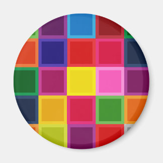 Multi Coloured Squares and Stripes Girly Magnet