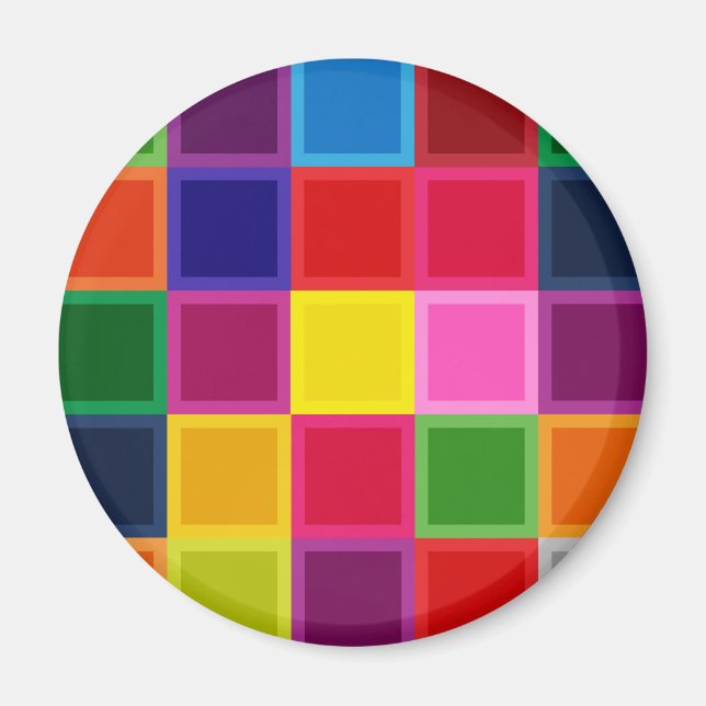 Multi Coloured Squares and Stripes Girly Magnet (Front)