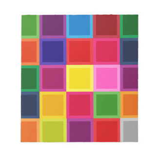 Multi Coloured Squares and Stripes Girly Notepad