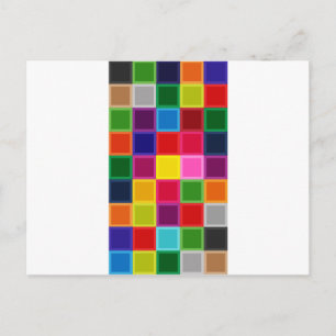 Multi Coloured Squares and Stripes Girly Postcard