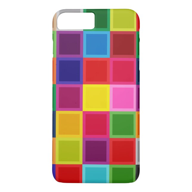 Multi Coloured Squares Girly iPhone 7 Plus Case (Back)