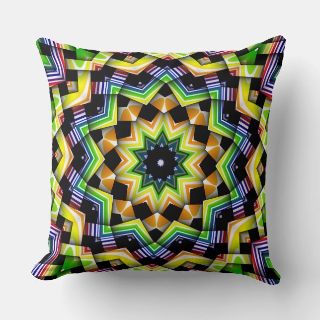 Multi Coloured Star Pattern Custom Throw Pillow (Front)