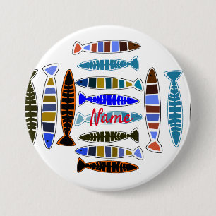 Multi-coloured striped fish Thunder_Cove 7.5 Cm Round Badge