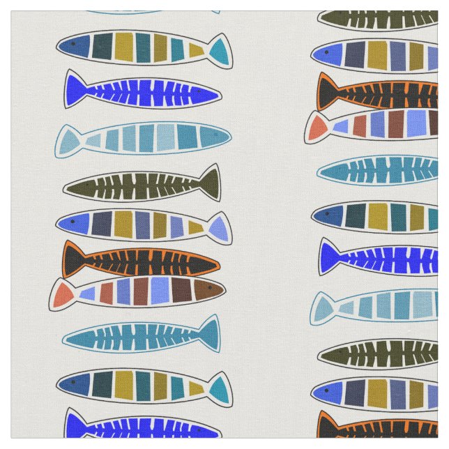 Multi-coloured striped fish Thunder_Cove Fabric (Close Up)