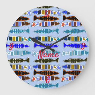 Multi-coloured striped fish Thunder_Cove  Large Clock