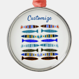 Multi-coloured striped fish Thunder_Cove Metal Tree Decoration