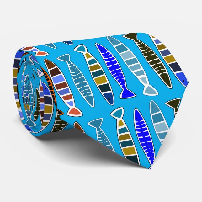 Multi-coloured striped fish Thunder_Cove Tie (Rolled)