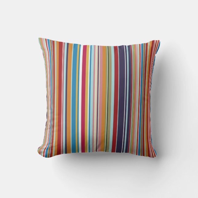 Multi-coloured stripes cushion (Front)
