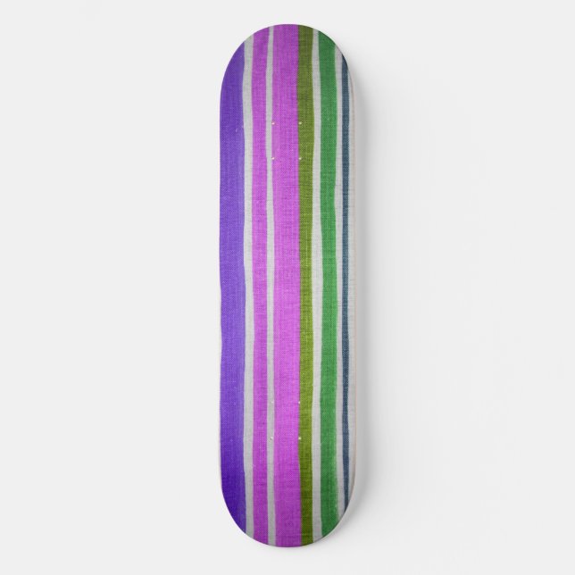 Multi-coloured Stripes Skateboard Deck (Front)