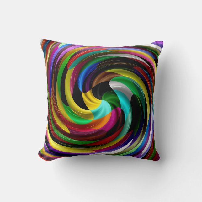 Multi Coloured Swirl Retro Art Design Abstract Cushion (Front)