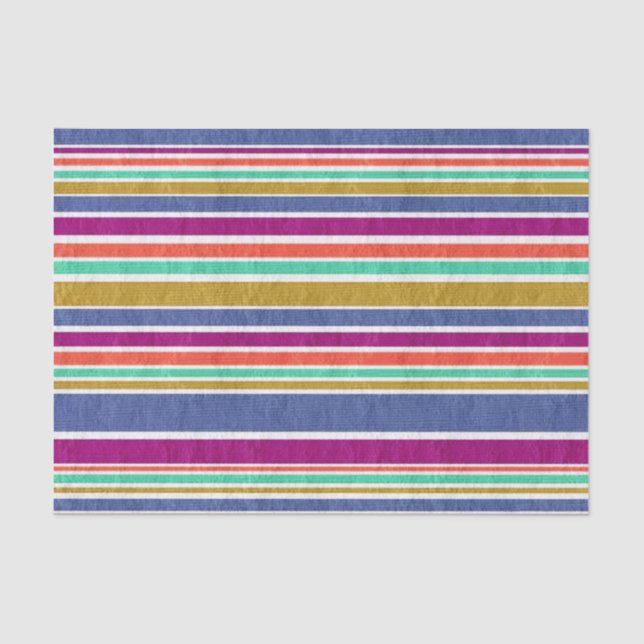 Multi-Coloured Textile Stripes Tissue Paper (Front)