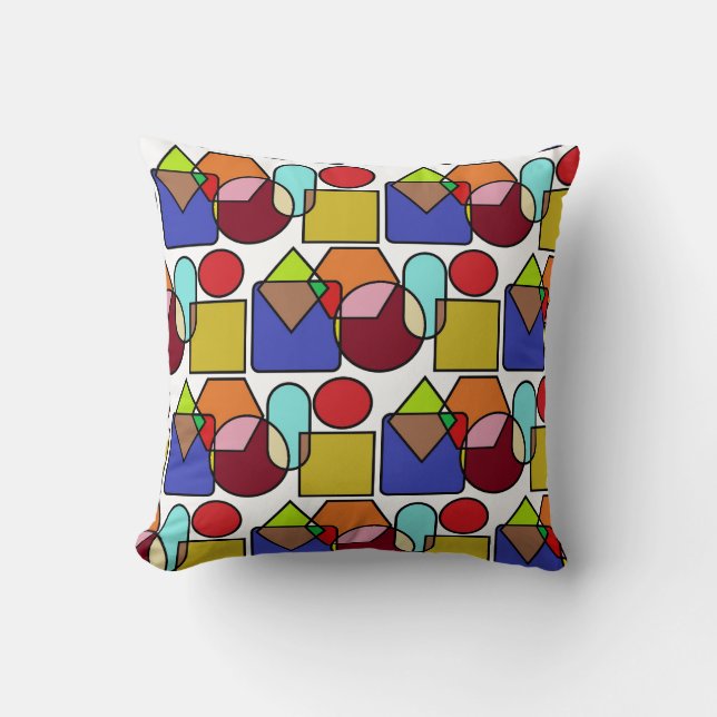 Multi-Coloured Throw Pillows with Circle Design (Front)