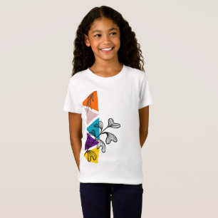 Multi-coloured Triangles with Hand Drawn Leaves T-Shirt