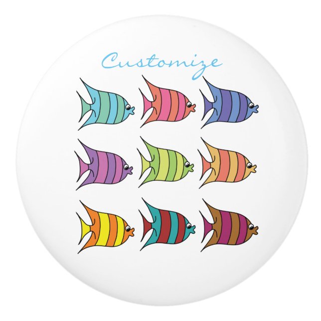 Multi-coloured Tropical Fish Thunder_Cove Ceramic Knob (Front)