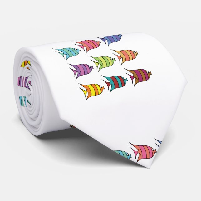 Multi-coloured Tropical Fish Thunder_Cove Tie (Rolled)
