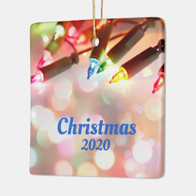 Multi-coloured Twinkle Light, Christmas 2020 Ceramic Ornament (Left)