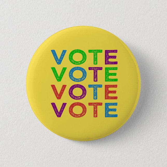 Multi-coloured VOTE 6 Cm Round Badge (Front)
