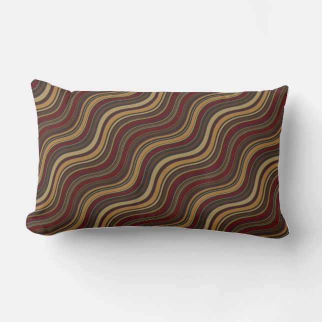 Multi-Coloured Wavy Lines Throw Pillow Lumbar (Front)