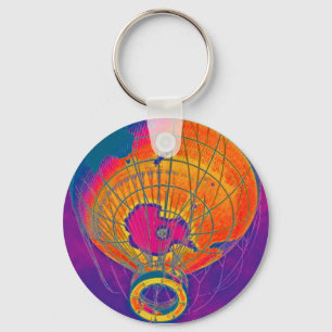 Multi-coloured World Globe Balloon, Purple Sky Key Ring