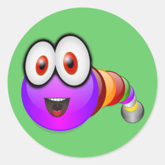 Multi coloured Worm Classic Round Sticker