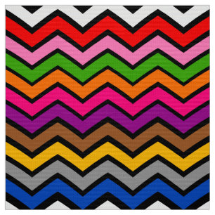 Multi Coloured Zigzag Chevron Black Design Fabric