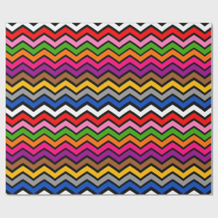 Multi Coloured Zigzag Chevron Black Design  Wrapping Paper