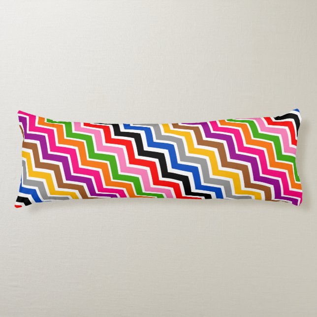 Multi Coloured Zigzag Chevron Pattern Design  Body Cushion (Front)