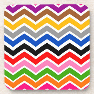 Multi Coloured Zigzag Chevron Pattern Design  Coaster