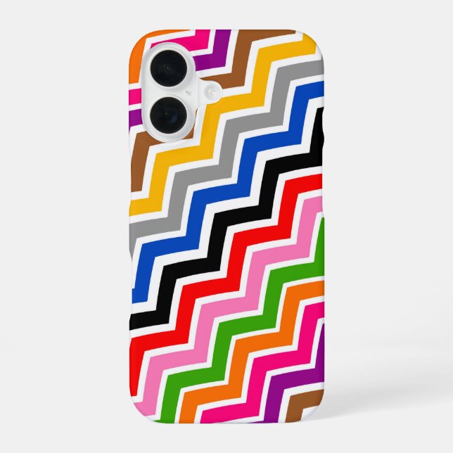 Multi Coloured Zigzag Chevron Pattern Design  iPhone 16 Case (Back)