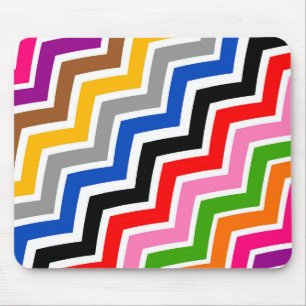 Multi Coloured Zigzag Chevron Pattern Design Mouse Pad