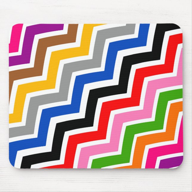 Multi Coloured Zigzag Chevron Pattern Design  Mouse Pad (Front)